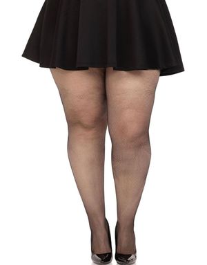 Svart Spandex Mikronet Strømpebyxor – Plus Size