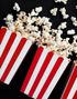 6 stk Røde og Hvitstripete Popcornbeger i Papp