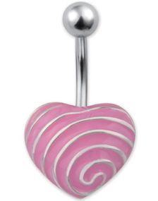 Heart With Silver Stripes Navelpiercing - Rosa