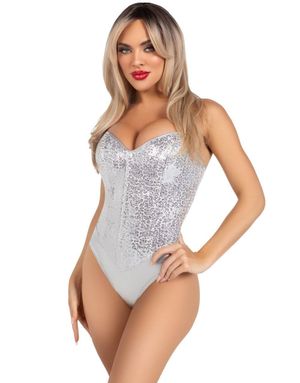 Silverfärgad Bodysuit med Paljetter för Dam