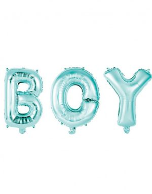 BOY - 3 stk Ljusblå Folieballonger 41 cm