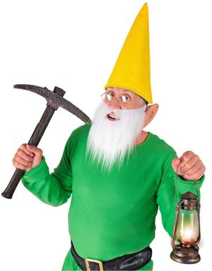 Gul Dvärg Set - Hatt med Öron och Skägg