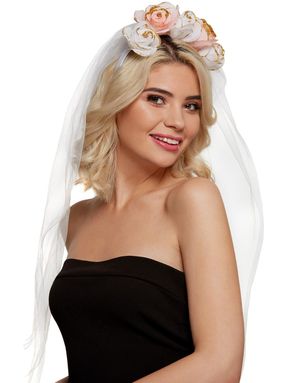 Diadem med Blommor och Slöja