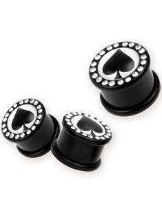 Spader Inramad med Klara Stenar - Svart Piercing Plugg