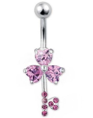 Special Love Key Pink - Navelpiercing i Äkta Silver