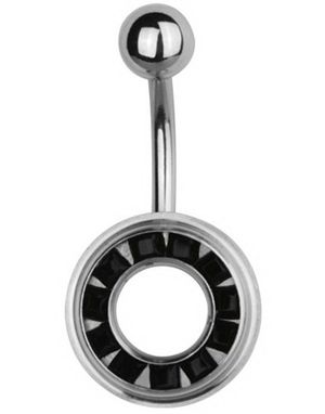 Navelpiercing med Cirkel med Svarta Stenar