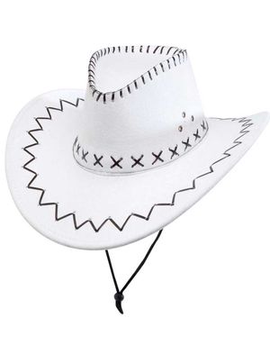 Vit Cowboyhatt med Svarta stygn
