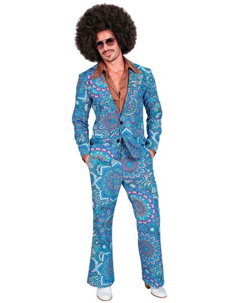 60's Blomstrete Blå Hippie Kostymedress til Herre