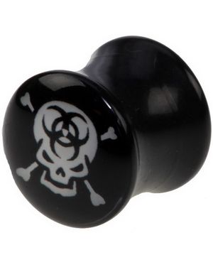 Biohazard Skullhead - Svart Piercing Plugg