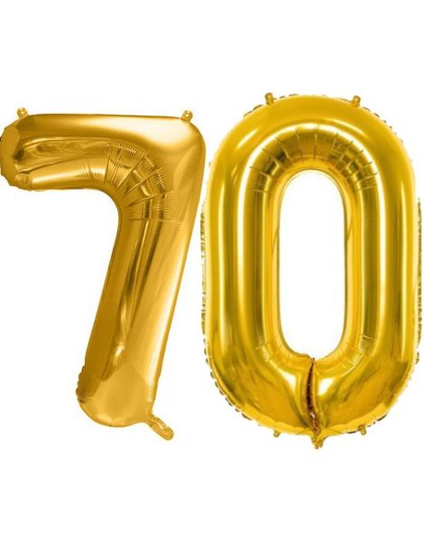 70 års ballonger - 35 cm guld