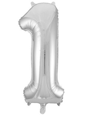 Talet 1 - Silverfärgad JUMBO Folieballong 86 cm