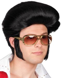 Svart Elvis Inspirerad Peruk med Polisonger