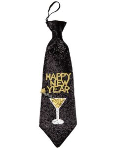 Svart Glittrande Happy New Year Slips