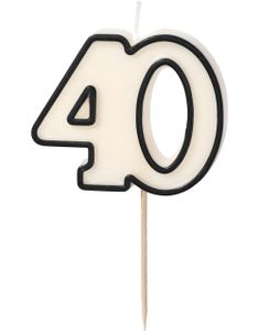 40 Års Bursdagslys 5,5 cm Svart og Hvit