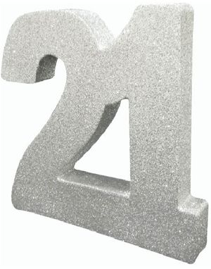 Silverfärgad Glittrande 21 År Bordsdekoration 20 cm