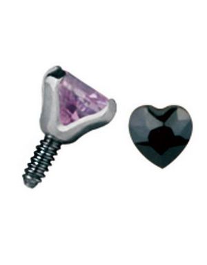 Dermal Anchor Kula med Hjärtformad Svart Sten - Strl 3 mm kula med 1,2 mm gängor