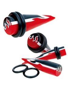 Firenail Expander - Öronpiercing i Svart/Vit/Röd