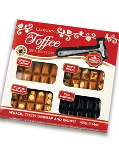 Walkers Toffee Selection - Presentförpackning med Fyra Olika Karameller och Metallhammare