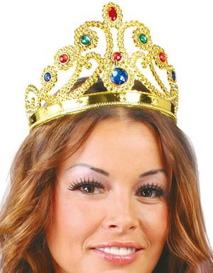 Guldfärgad Drottningtiara med Stenar