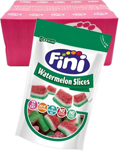 DATUMVARA - 16 st Fini Sour Watermelon Slices - Sura Vattenmelon Gelébitar - Hela Låda 2,64 kg