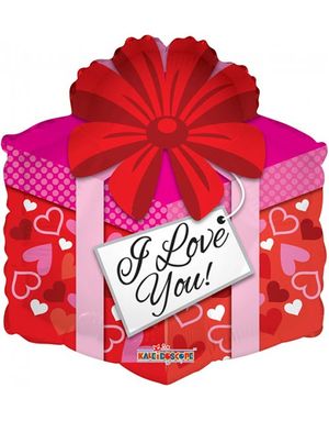 I Love You - Gåvoformad Folieballong 46 cm