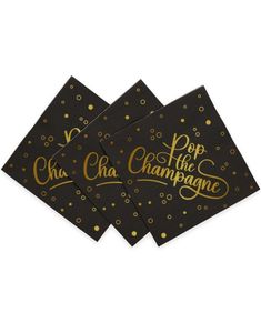 20 st Pop the Champagne - Svarta Servetter 33x33cm
