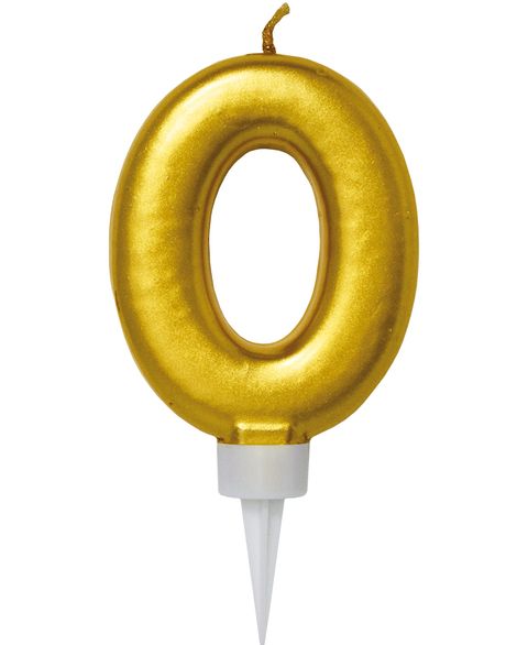0 Tal - Guldfärgat Tårtljus 11 cm