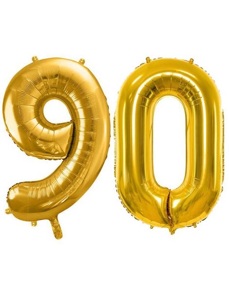 90 års ballonger - 35 cm guld