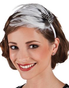 Gatsby Glamour - Vitt Diadem med Fjäder
