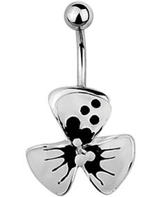 Cute Blossom Navelpiercing - Vit/Svart