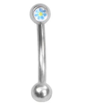 Ögonbrynspiercing med Blå Blomma - 1.2 x 8 mm