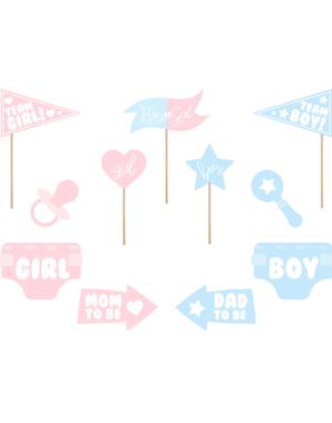 11 st Rosa och Blå Babyshower Selfie- / Fotoeffekter - Gender Reveal