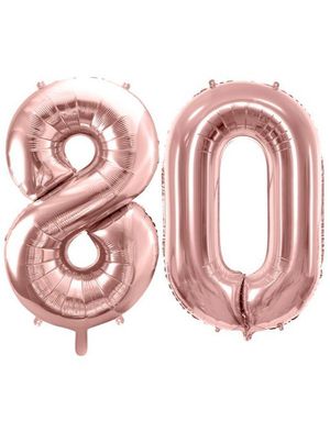 80 års ballonger - 35 cm roséguld