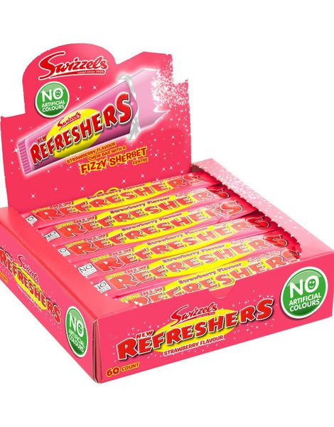 60 stk Swizzels Refreshers Chew Bar med Jordgubbssmak 18 gram - Hel Låda