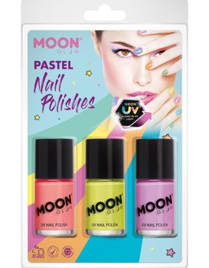 3 stk Neon UV/Blacklight Nagellack i Lila, Korall och Gul