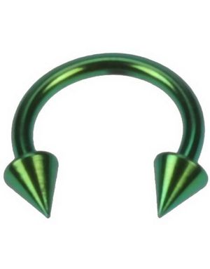 Rund Grön Ögonbrynspiercing med Spike Kulor - 1,2 x 8 mm