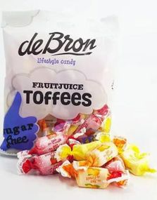deBron Sugarfree Fruitjuice Toffees - Sukkerfrie Frukt Toffees 70 gram