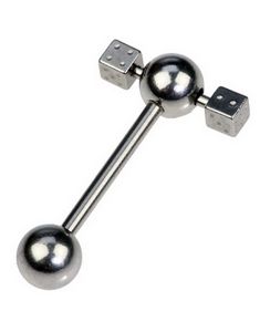 Tungpiercing med Tärning på Var Sida Av Toppkulan