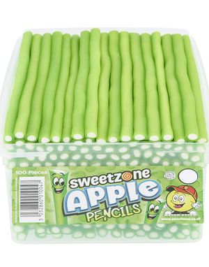 100 stk Sweetzone Apple Pencils / Godteristenger - Halal Sertifisert