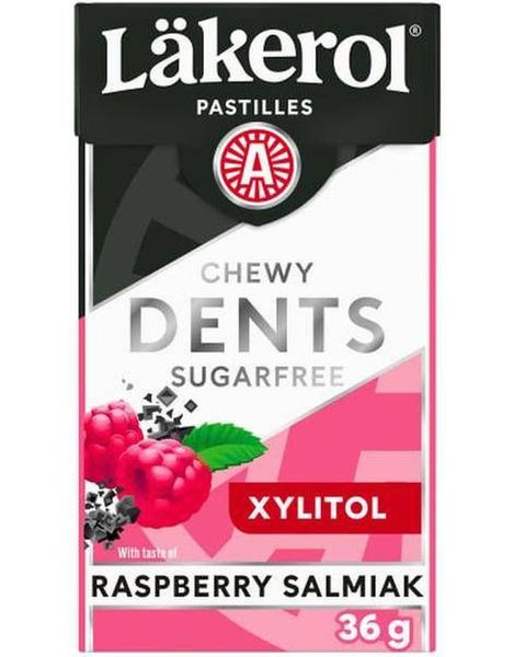 Läkerol Dents Strawberry Mint / Sukkerfrie Pastiller med Lakrissmak 36 gram