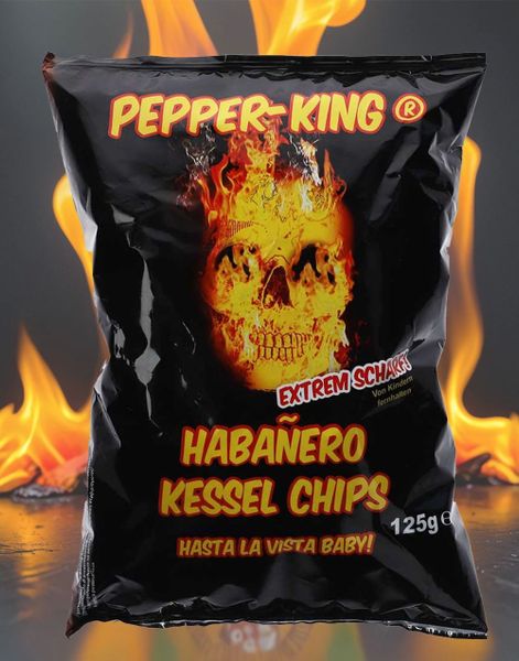 Pepper-King Habañero Kettle Chips - Krispiga och Kryddiga Potatischips 125 g - HOT (Tyskland)