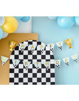 Happy Birthday Flaggbanner 2,5 Meter - Racing