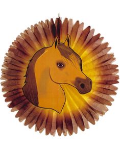 Brun Stor Pappersfläkt med Häst Motiv 55 cm