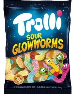 Trolli Sour Glowworms - Sur Gelégodis 150g