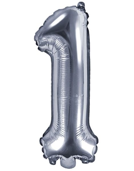 Talet 1 - Silverfärgad 35 cm Folieballong