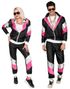 80-talls Grilldress i Svart med Rosa, Sølv og Hvite Detaljer til Voksen - XXL