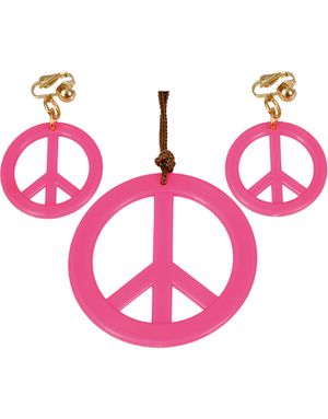 Neon Rosa Hippieset med Smycke och Örhängen