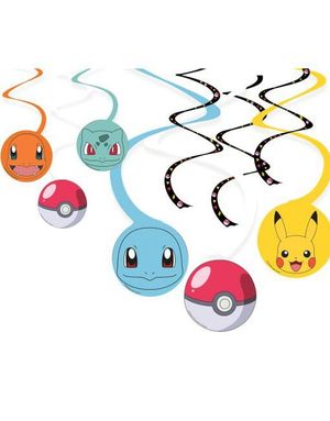 Pokémon - 6 stk Hengende Swirl Dekorasjoner 60x40 cm