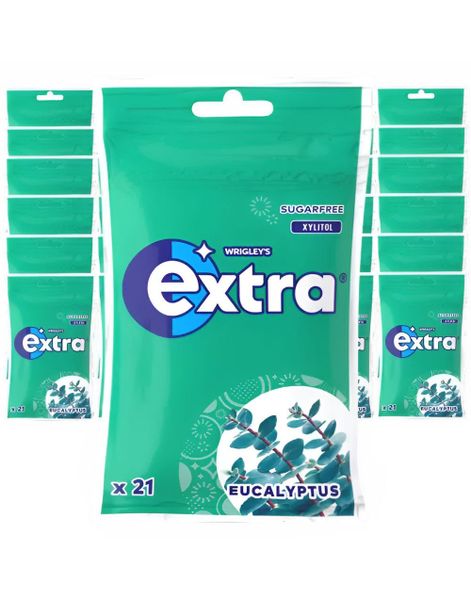30 stk Extra Tyggegummi med Eucalyptussmak - Selvlukkende Pose - Hel Eske 870 gram