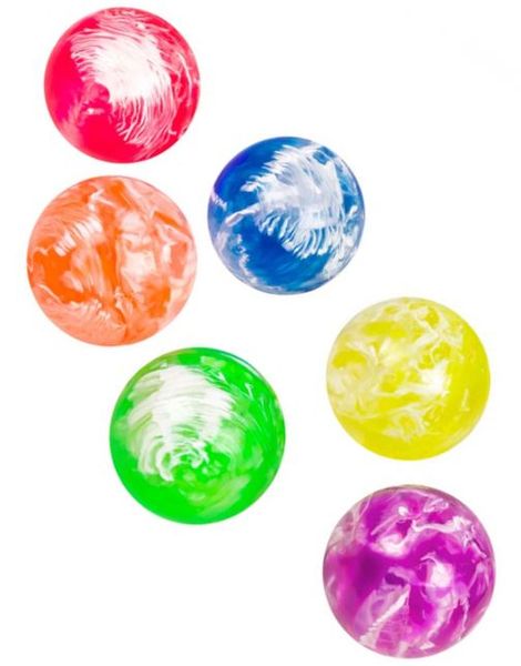 6 stk Små Sprettballer i Assorterte Farger med Marmor Effekt